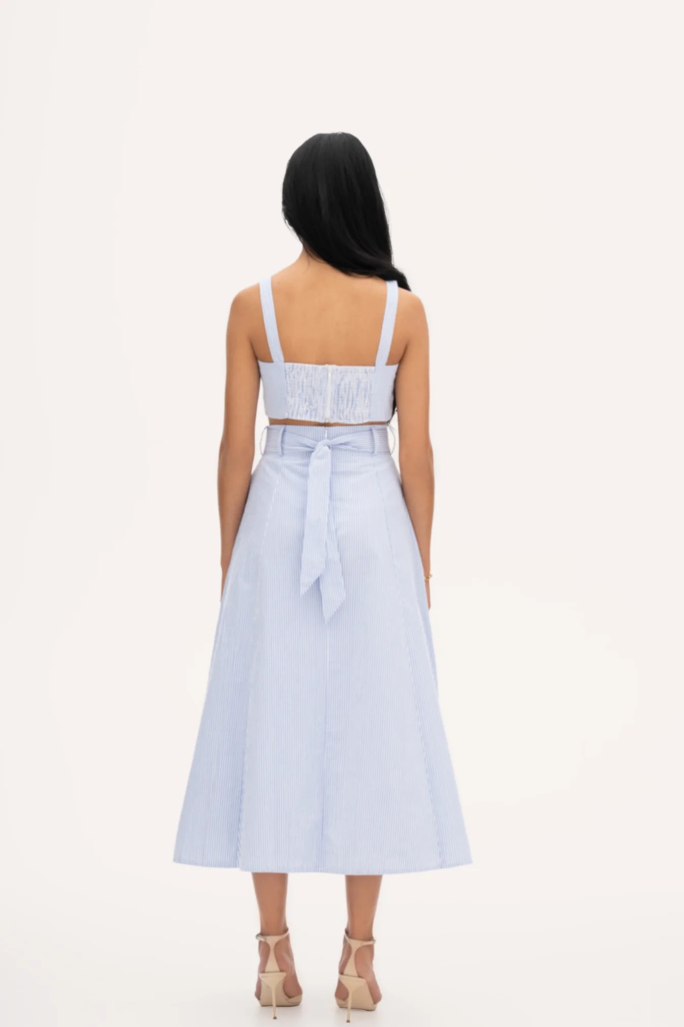 Women's Gia White and Blue Midi Dress — gallery image